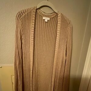 CREAM/TAUPE METALLIC LONG SWEATER